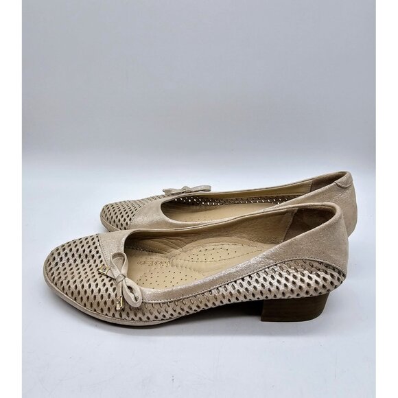 La Pinta Gold Metallic Ballet Flats Women's Size 40/USA 9 Boho School Preppy - Picture 4 of 9